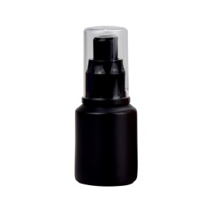 1oz matte black glass pump bottle for cream, serum, foundation, argan oil