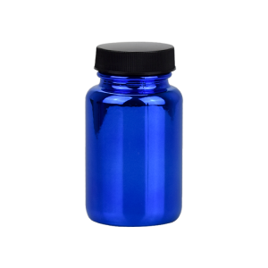 100ml electroplate blue metallic pharmaceutical glass pill bottle for tablet