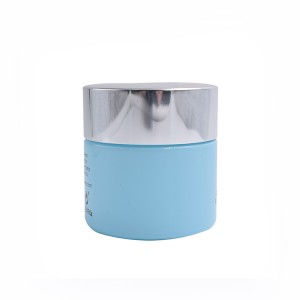clay mask blue glass cream jars with silver metal lid