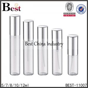 glass perfume sprayer shiny silver aluminum sprayer and cap 5/7/8/10/12ml