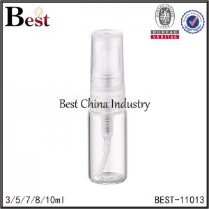 clear tube glass perfume bottle with clear sprayer and cap 3/5/7/8/10ml