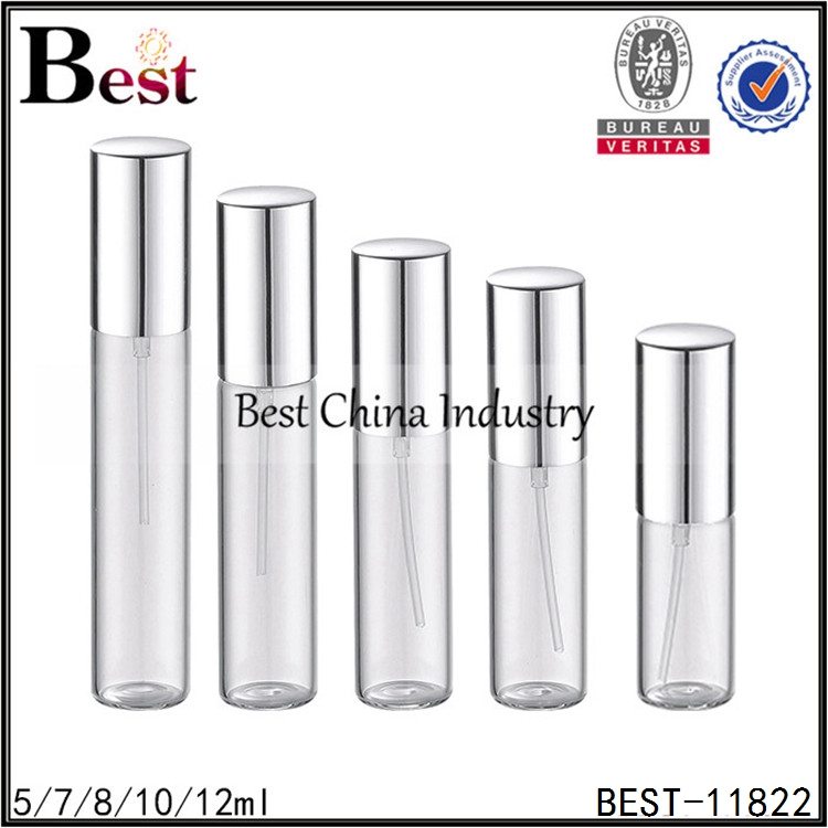 7 Years manufacturer
 sample tube glass perfume bottle silver aluminum sprayer and cap 5/7/8/10/12ml Factory in Mexico City