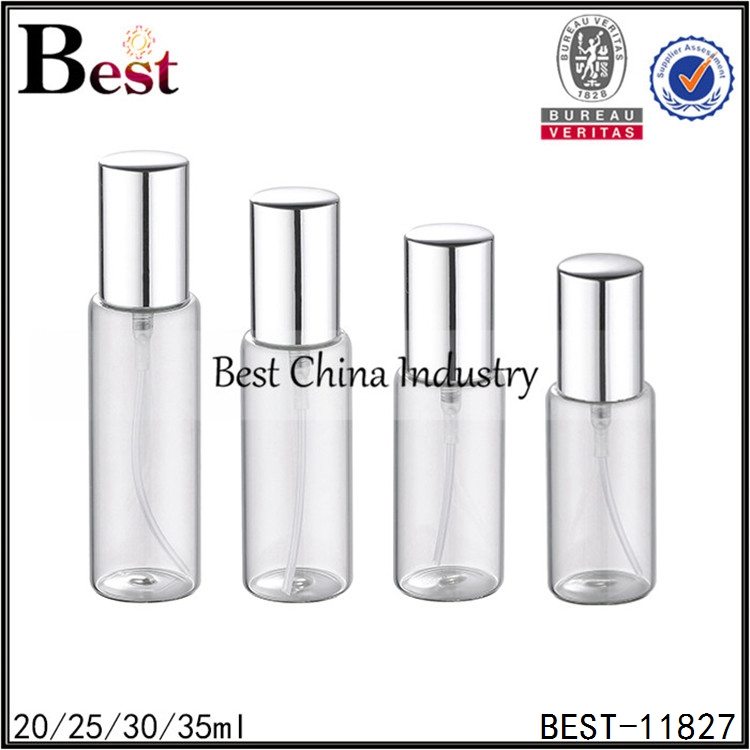 Discount Price
 big tube glass perfume bottle with shiny silver sprayer and cap 20/25/30/35ml in luzern