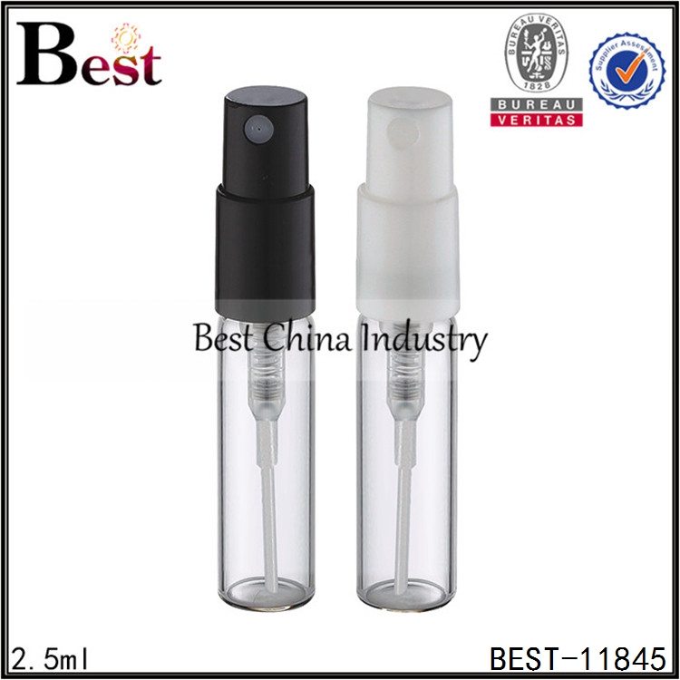 Wholesale price stable quality
 clear tube perfume bottle with crimp plastic sprayer 2.5ml Factory from America
