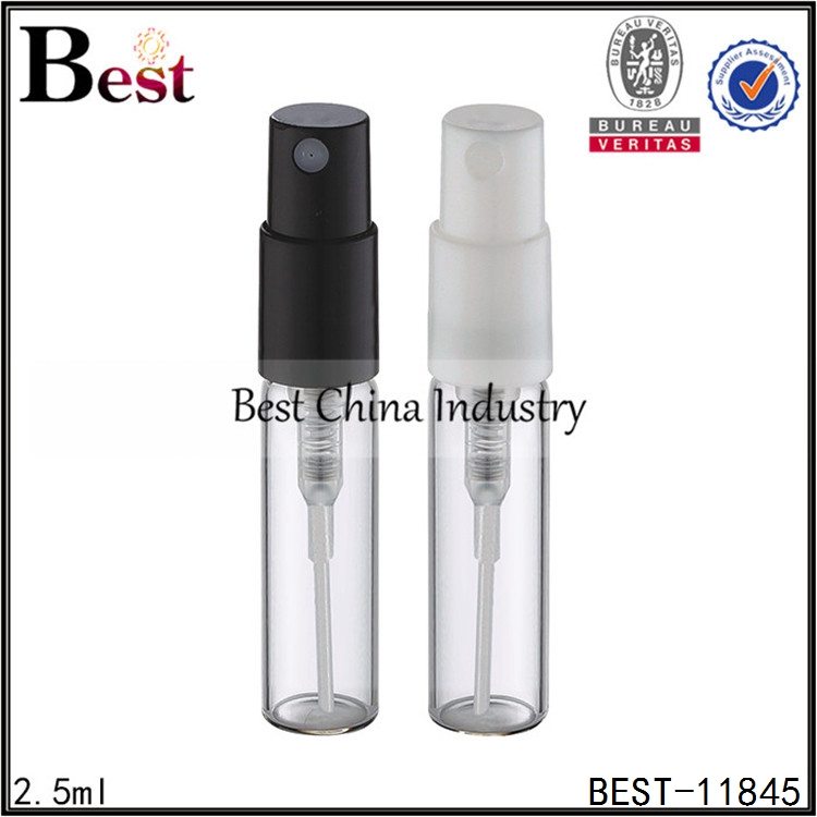 18 Years manufacturer
 clear tube perfume bottle with crimp plastic sprayer 2.5ml Factory in Portugal