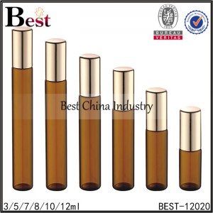 12 Years manufacturer
 tall amber glass roller bottle metal roller and cap 3/5/7/8/10/12ml Factory for Plymouth