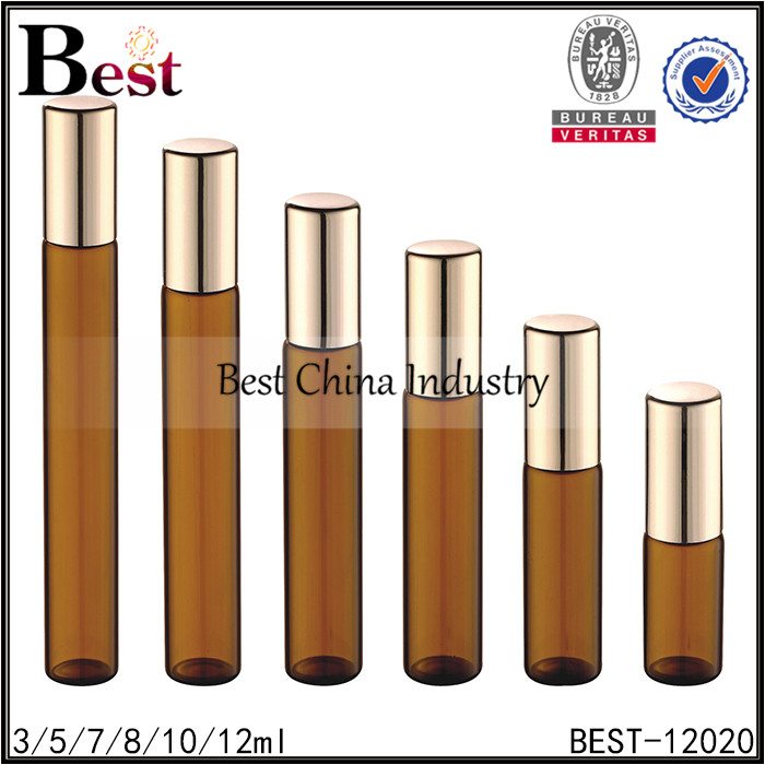 China wholesale
 tall amber glass roller bottle metal roller and cap 3/5/7/8/10/12ml Wholesale to Albania