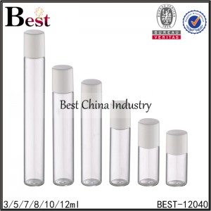 OEM China High quality
 small clear tube glass roller bottle with glass roller and white cap 3/5/7/8/10/12ml Wholesale to Cameroon