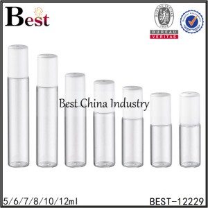 clear roller bottle metal roller white plastic cap 5/6/7/8/10/12ml