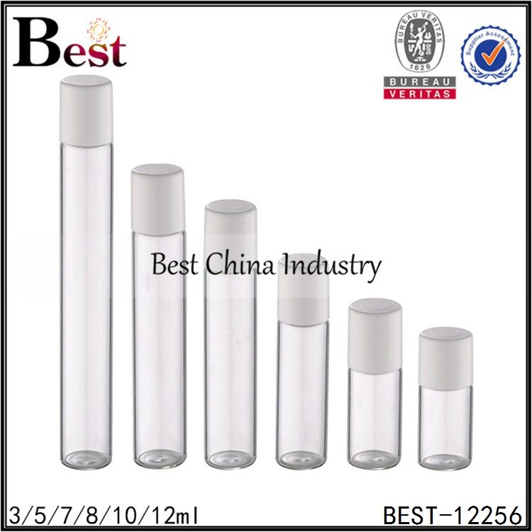 professional factory for
 clear tube glass bottle glass roller white plastic cap 3/5/7/8/10/12ml Factory in Rome