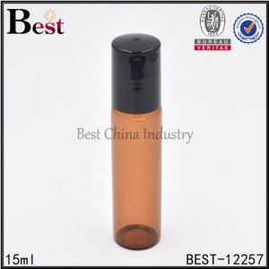 11 Years manufacturer
 amber tube glass roll on bottle stainless roller black plastic cap 15ml Factory for Jordan