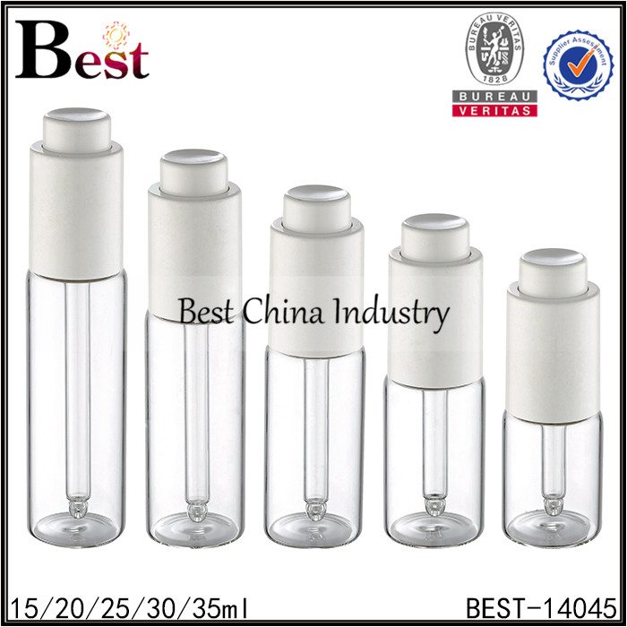 High Performance 
 18mm neck tube glass bottle with white plastic press dropper 15/20/25/30/35ml Manufacturer in kazan