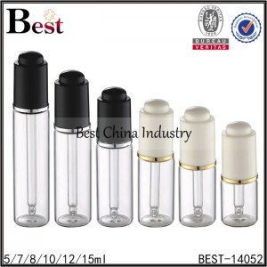 white and black press top glass dropper bottle 5/7/8/10/12/15ml