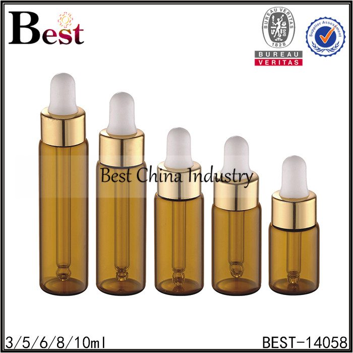 Low price for
 13mm neck amber glass essential oil dropper bottle 3/5/6/8/10ml Factory in Somalia