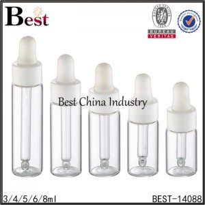 sample glass bottle white smooth dropper with white rubber head 3/4/5/6/8ml