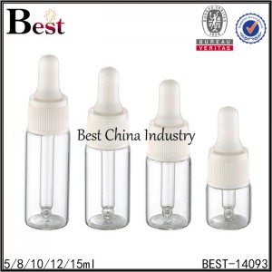 glass tubular bottle white ribbed plastic dropper 5/8/10/12/15ml