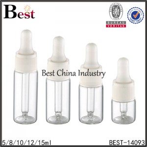 11 Years manufacturer
 glass tubular bottle white ribbed plastic dropper 5/8/10/12/15ml Factory in Guatemala