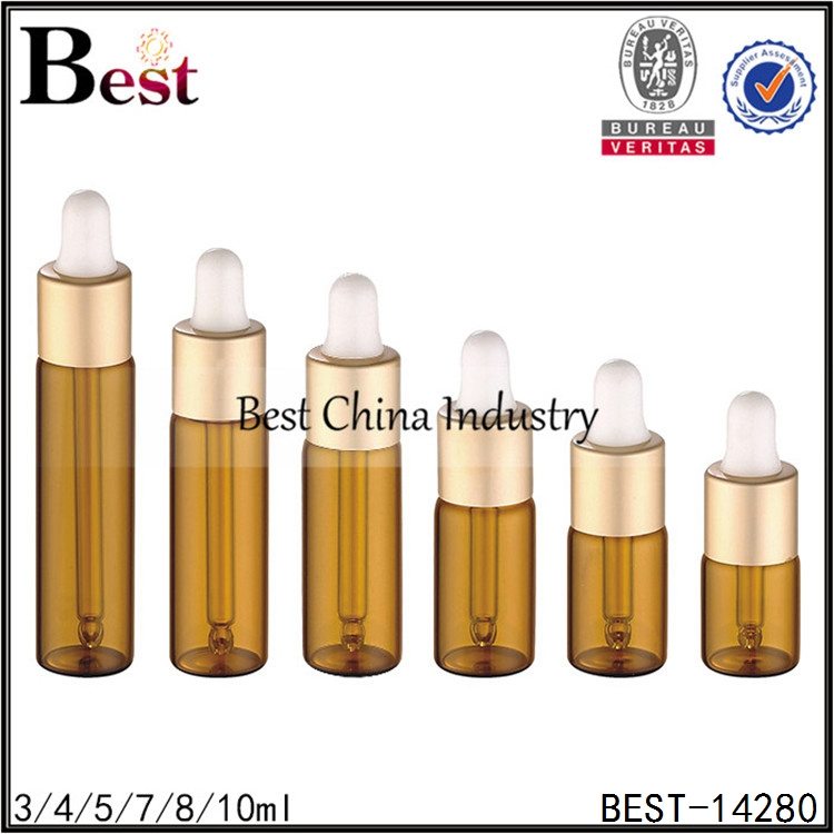 19 Years Factory
 small sample essential oil bottle gold dropper 3/4/5/7/8/10ml Factory for New Zealand