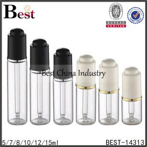 small clear dropper bottle white black plastic press dropper 5/7/8/10/12/15ml