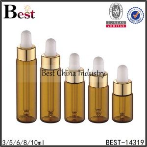 Wholesale price for
 amber glass essential oil bottle gold dropper 3/5/6/8/10ml Manufacturer in Slovak Republic