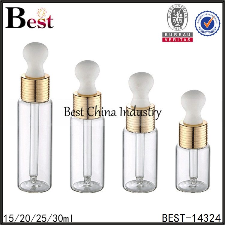 Factory Cheap
 big tube glass dropper bottle shiny gold dropper top 15/20/25/30ml in Albania
