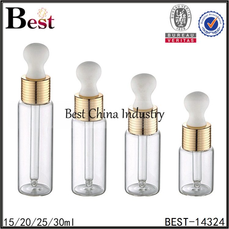 13 Years Manufacturer
 big tube glass dropper bottle shiny gold dropper top 15/20/25/30ml in Las Vegas