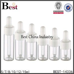 petit verre de tube bouteille d'huile essentielle bouchon compte-gouttes blanc 5/7/8/10/12 / 15ml