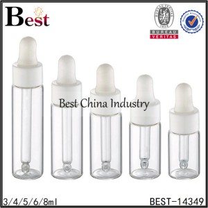 transparent tube bottle with small white dropper cap 3/4/5/6/8ml
