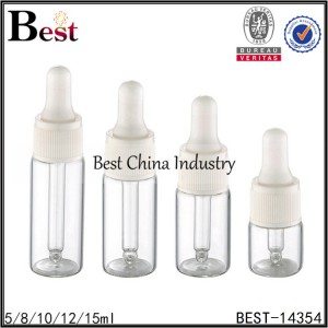 transparent tube bottle white plastic dropper cap 5/8/10/12/15ml