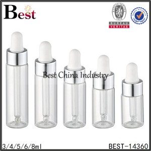 Bouteille de tube en verre de couleur claire avec bouchon compte-gouttes d'aluminium 3/4/5/6/8 ml