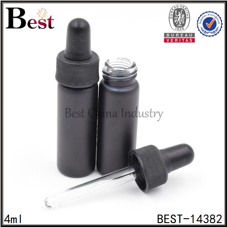 Original Factory
 black painted glass tube bottle with black dropper cap 4ml 7ml in Cambodia