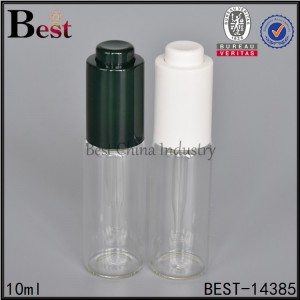 round clear bottle with plastic press dropper cap 10ml