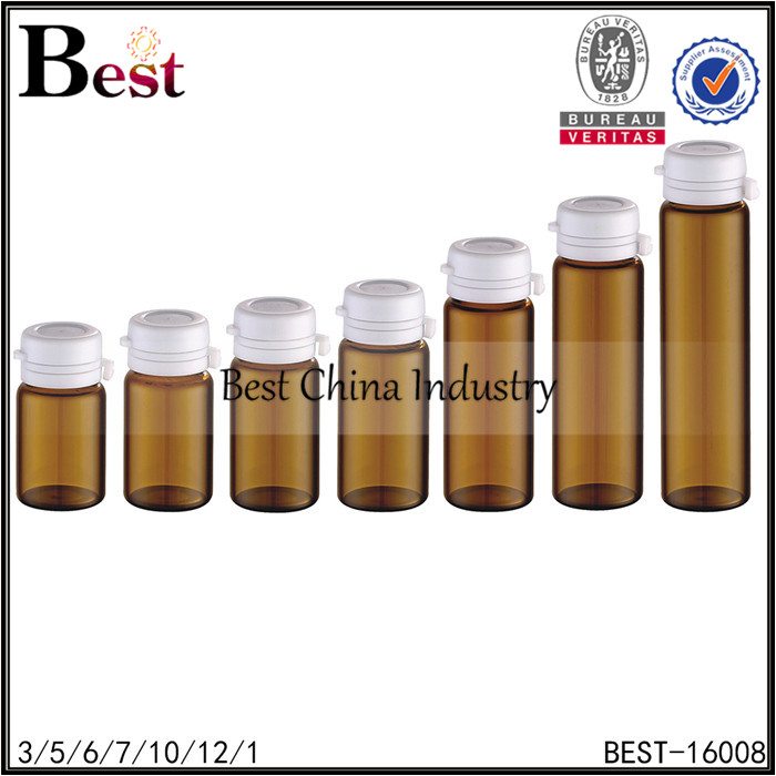 amber glass tube bottle white easy-pulling cap 3/5/6/7/10/12/15ml