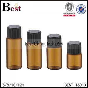 Good Wholesale Vendors 
 amber round tube bottle with black ribbed plastic cap 5/8/10/12ml Supply to Albania