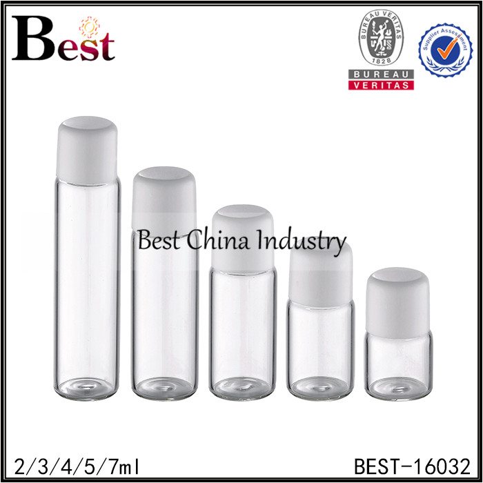 2016 New Style
 clear glass tube white screw plastic cap 2/3/4/5/7ml in Montpellier