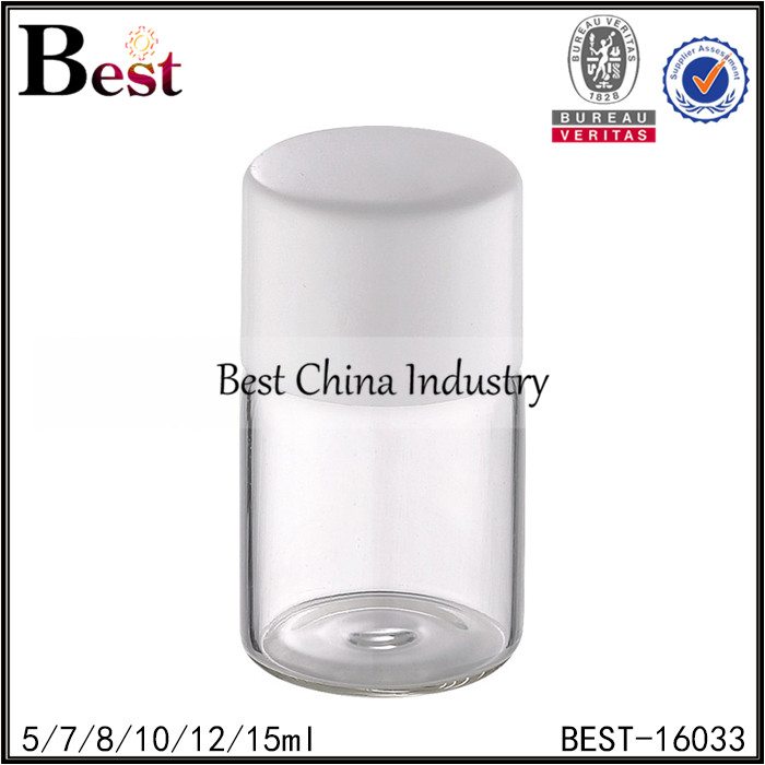 Factory wholesale
 clear round tubular bottle with cap and stopper 5/7/8/10/12/15ml Oman