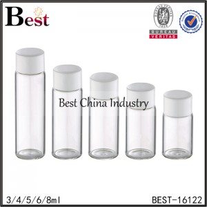 screw neck tubular bottle with white plastic cap 3ml 4ml 5ml 6ml 8ml