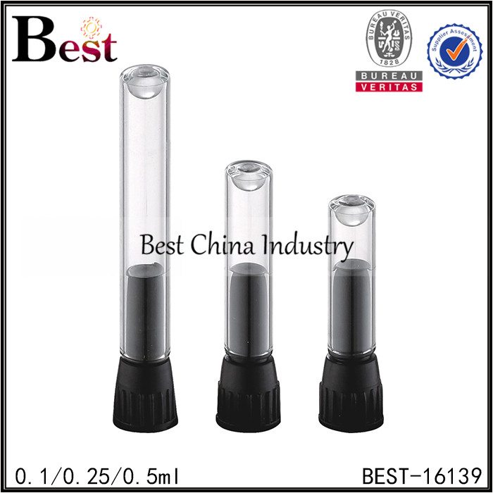 China Top 10
 clear tester perfume sample bottle black cap 0.1ml 0.25ml 0.5ml Factory in Greenland