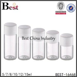 small sample tube glass bottle white white cap for cosmetic or medicine 5/7/8/10/12/15ml