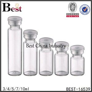clear glass penicillin bottle with rubber stopper and cap 3/4/5/7/10ml