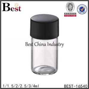 mini clear tube glass bottle for perfume sample with stopper and cap 1/1.5/2/2.5/3/4ml