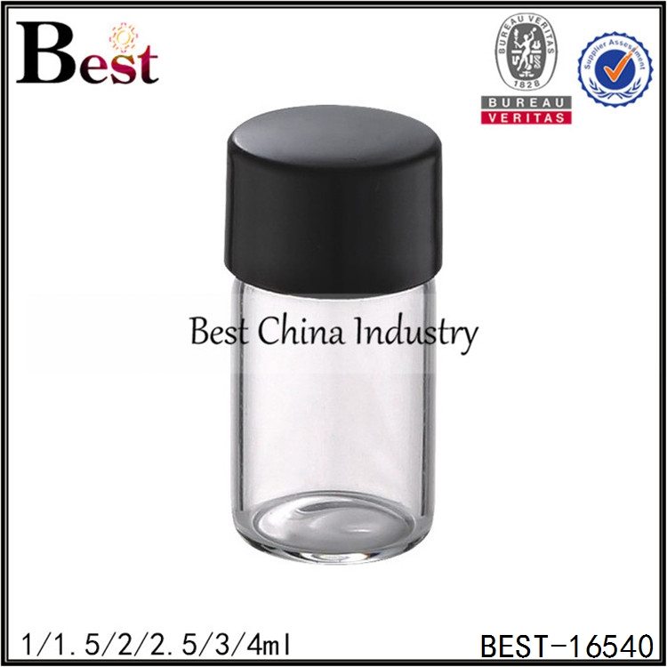 mini clear tube glass bottle for perfume sample with stopper and cap 1/1.5/2/2.5/3/4ml