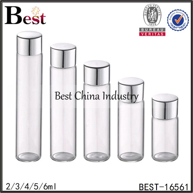 Supply for
 clear tube glass bottle with silver aluminum cap 2/3/4/5/6ml Manufacturer in Oslo