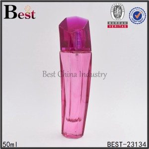 pink unique shaped glass perfume bottle 50 ml