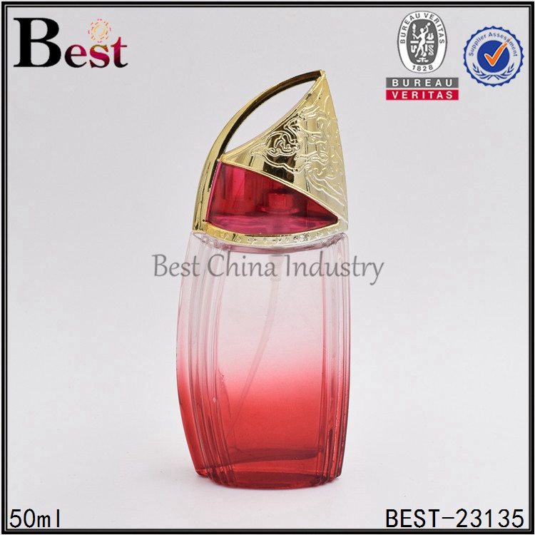 24 Years Factory
 boat shaped red glass perfume bottle 50 ml Factory for Tanzania