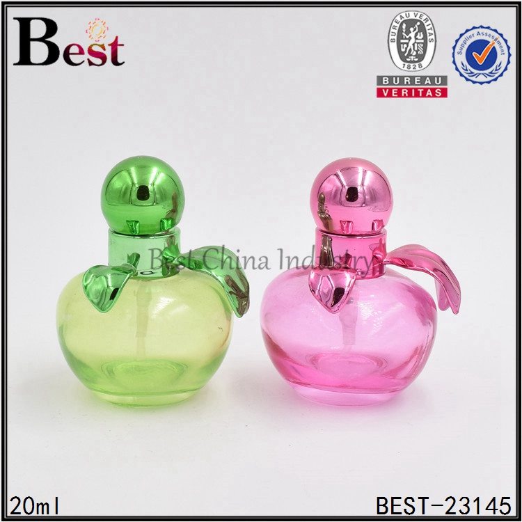 Big discounting
 green pink apple shaped glass perfume bottle 20ml Manufacturer in Indonesia