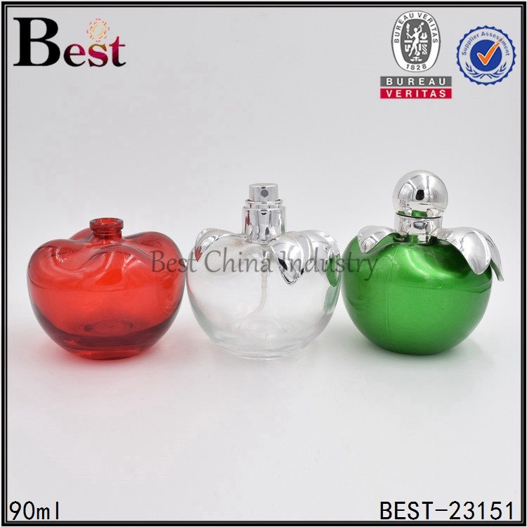 2016 Good Quality
 apple shaped colored glass perfume bottle 90ml Wholesale to Israel