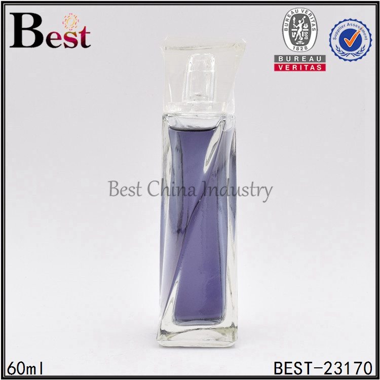 10 Years manufacturer
 clear glass perfume bottle with square cap 60ml in Atlanta