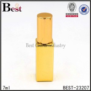 gold square glass bottle with sprayer 7ml