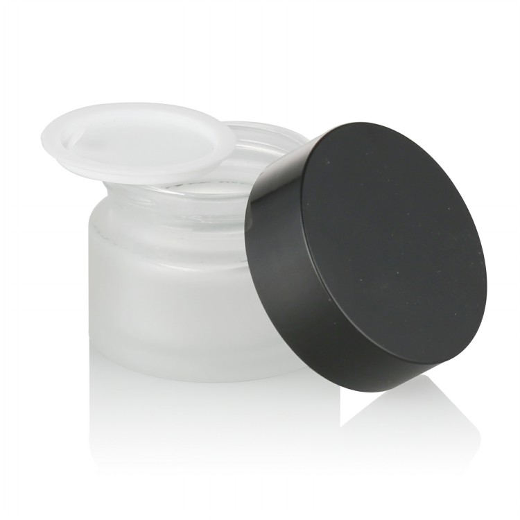 15g / 30g / 50g frosted glass jar + PE liner + black ABS lids